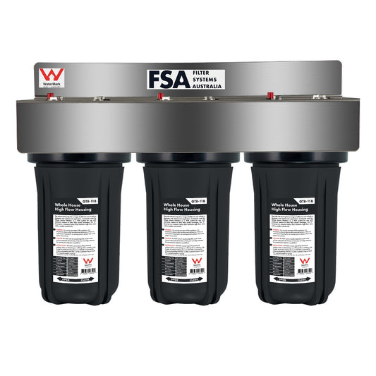Triple Whole House Water Filter System | 10" x 4.5" for Small Households | WaterMark Certified (GT1-7TWM)