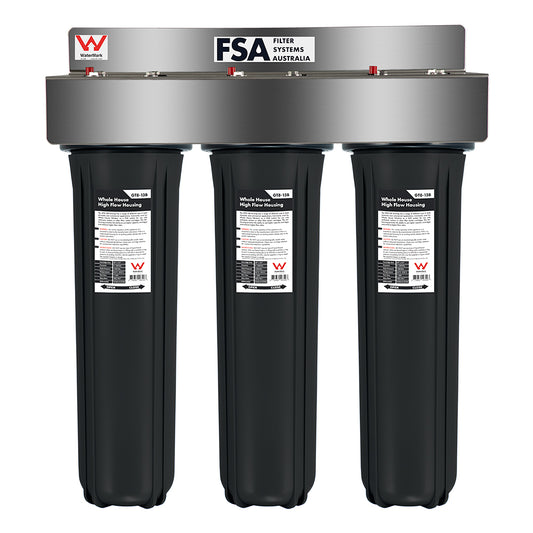 Triple Whole House Hard Water, Heavy Metal & Chlorine Reduction Filter System | 20" x 4.5" High Flow | Watermark (GT1-108-OSP)