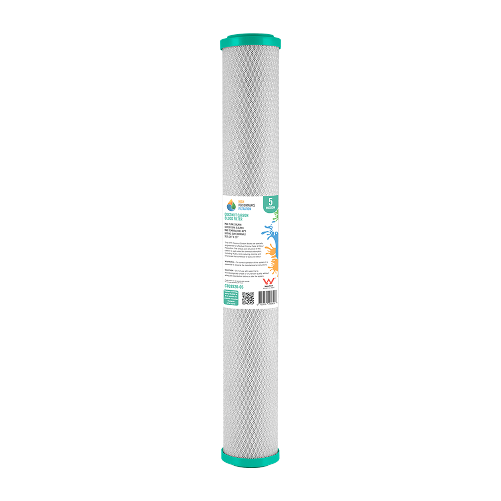 Coconut Carbon Block Cartridge 5 Micron 20 inch x 2.5 inch, WaterMark certified (GT4-10CTO / CTO2520-05)