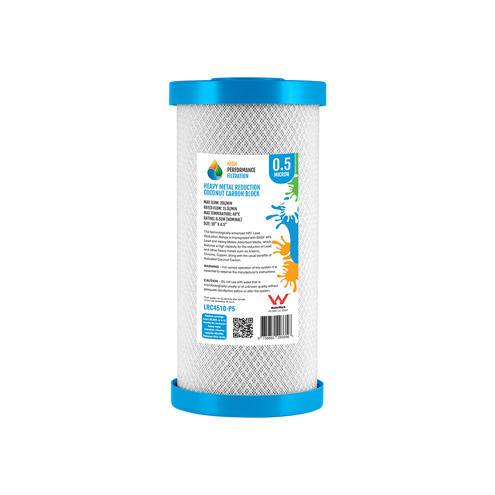 0.5 Micron Coconut Carbon Block Cartridge – Lead & Heavy Metals Reduction, 10" x 4.5"