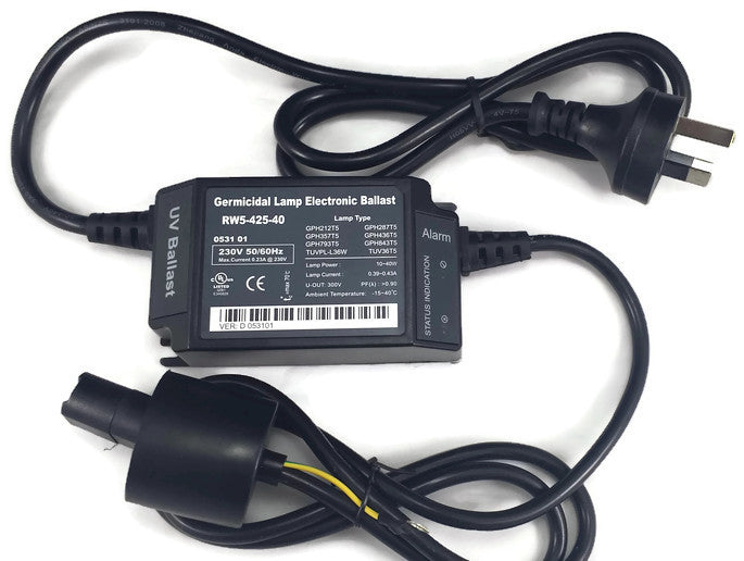 UV Ballast Suit FSA WaterMark Ultraviolet Systems 10W-40W - Earth Cable + AU Plug (GT7-8K-PS)