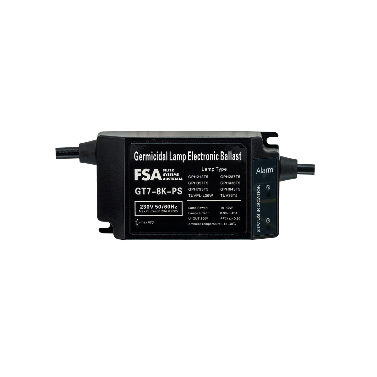 UV Ballast Suit FSA WaterMark Ultraviolet Systems 10W-40W - Earth Cable + AU Plug (GT7-8K-PS)