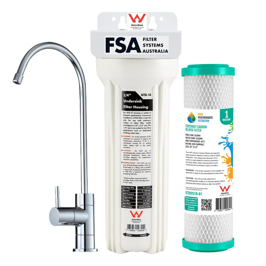 Single Undersink Carbon Water Filter System with Faucet Kit for Chlorinated Water (GT1-15WM)