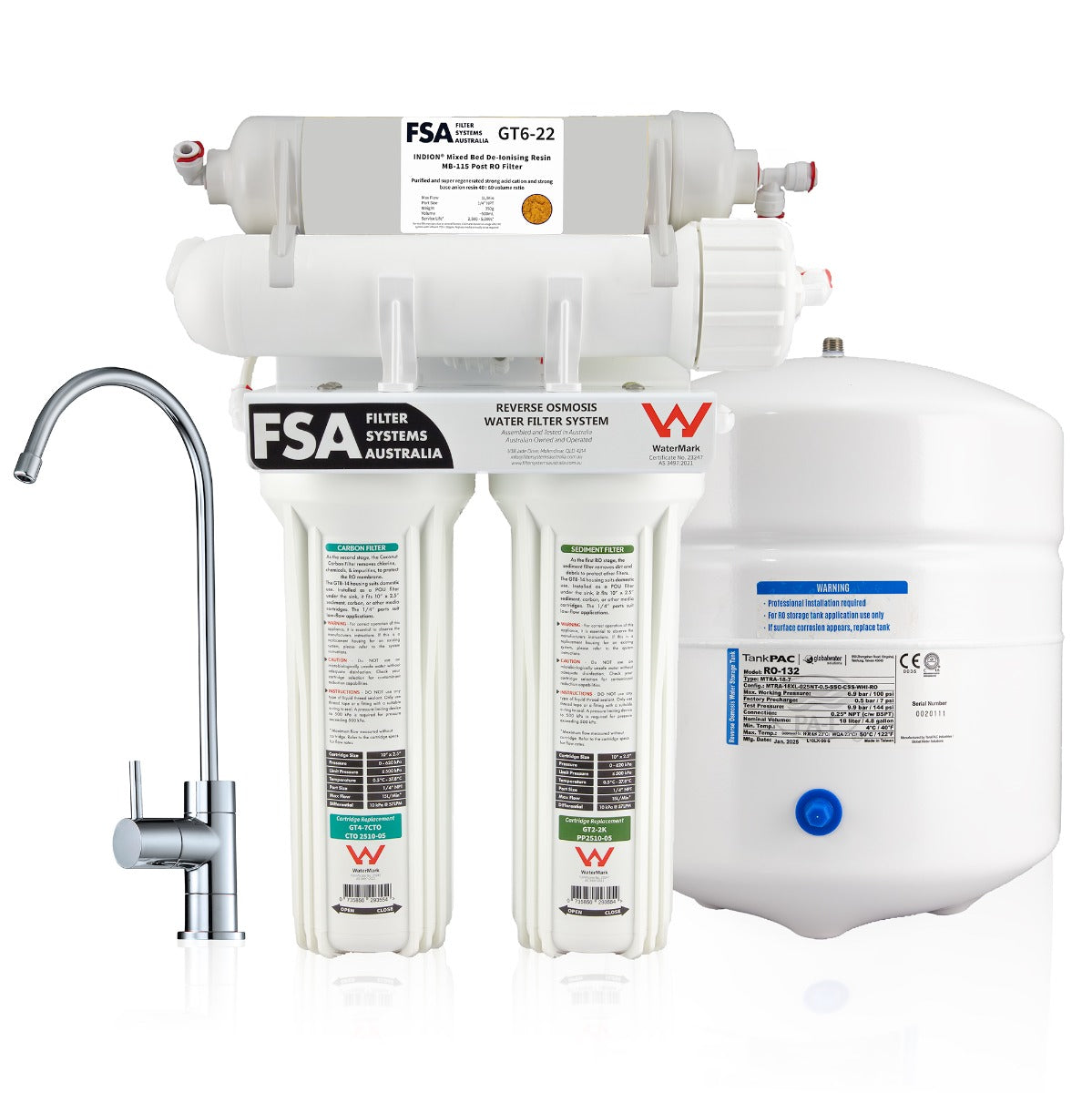 Replacement filter pack for the GT1-26-4DI undersink RO/DI system