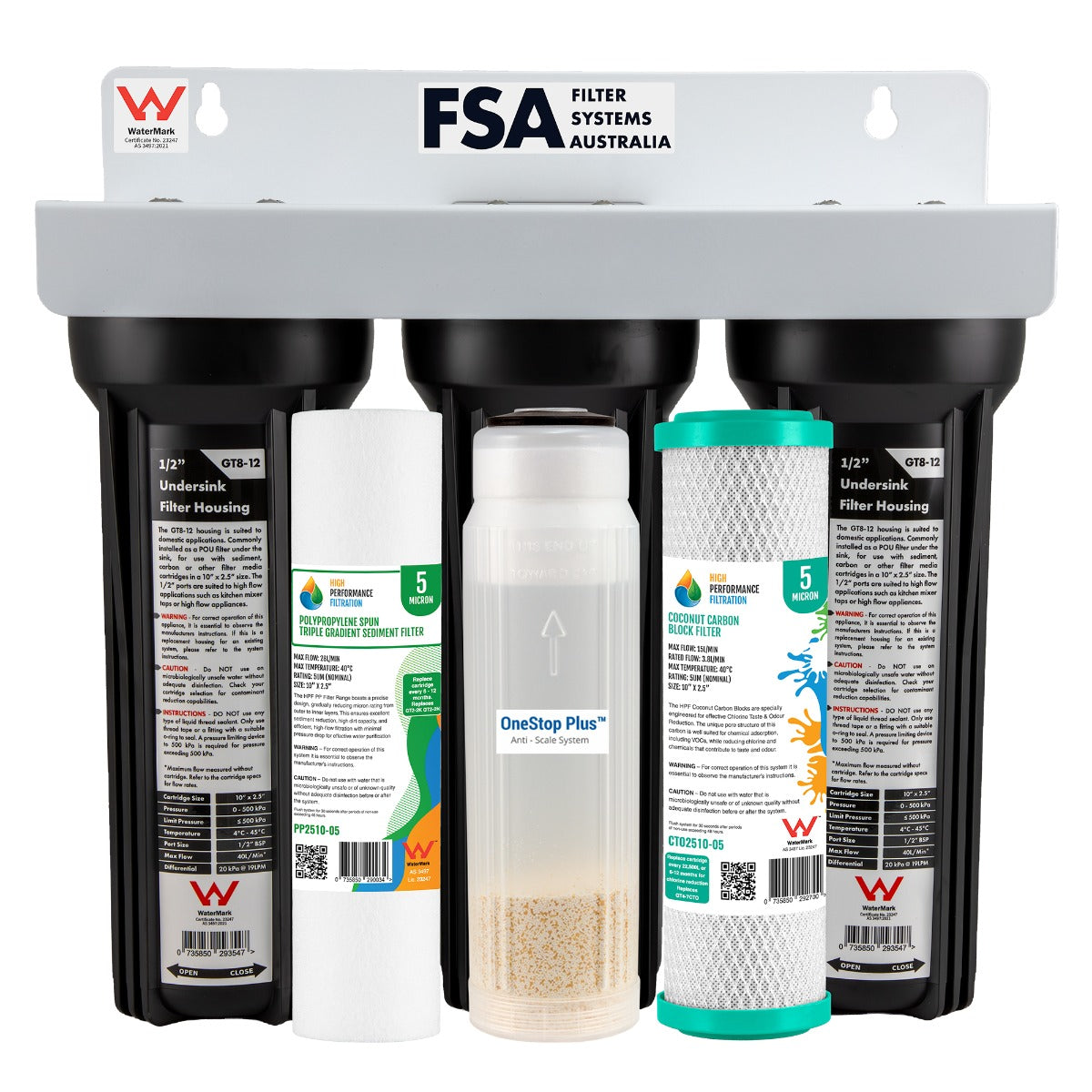 Triple Undersink Water Filter System For Coffee Machines & Hard Water (GT1-3TCM)