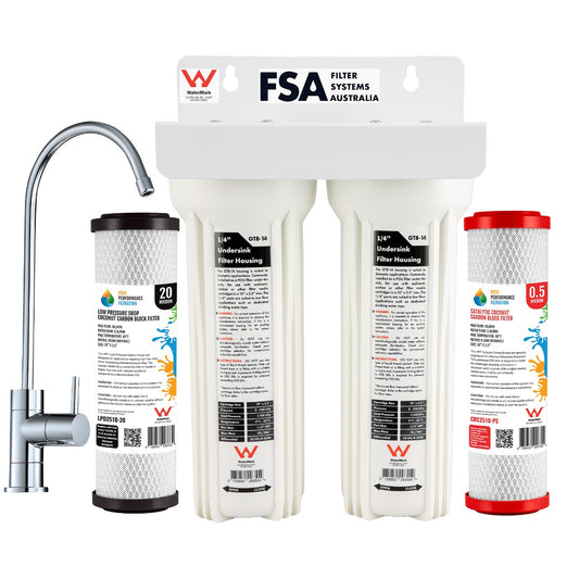 Chloramine & Chlorine Reduction Twin Undersink Water Filter System | Catalytic Carbon for Mains Water (GT1-46WM)