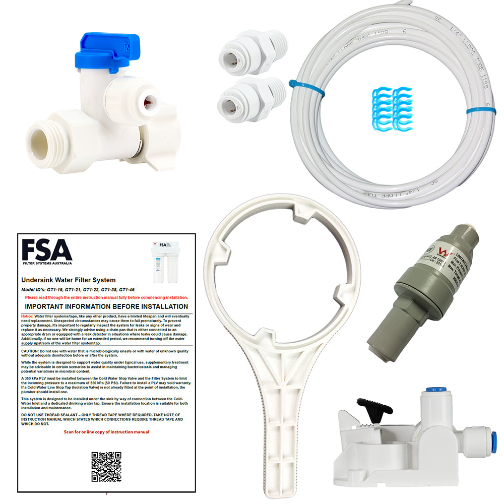Single Undersink Carbon Water Filter System with Faucet Kit for Chlorinated Water (GT1-15WM)