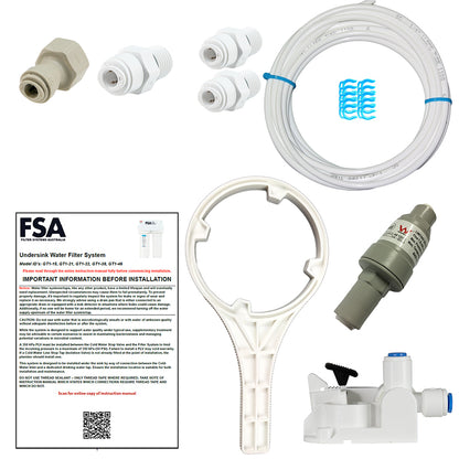 Twin Undersink High Flow Mixer Tap Compatible Water Filter System (GT1-3MK)