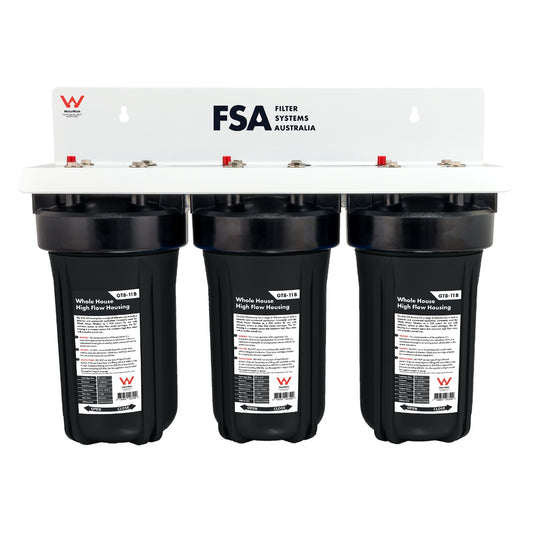 Triple Whole House Water Filter System | 10" x 4.5" for Small Households | WaterMark Certified (GT1-7TWM)
