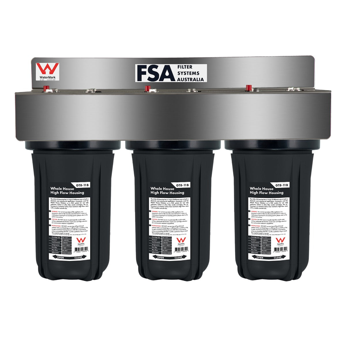 Triple Whole House Water Filter System | 10" x 4.5" for Small Households | WaterMark Certified (GT1-7TWM)