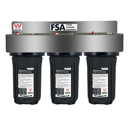 Triple Whole House Water Filter System | 10" x 4.5" for Small Households | WaterMark Certified (GT1-7TWM)