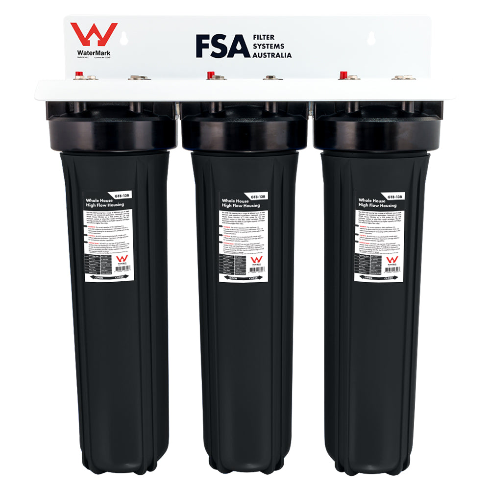 Triple Whole House Water Filter System | 20" x 4.5" High Flow | Watermark Certified (GT1-9TWM)