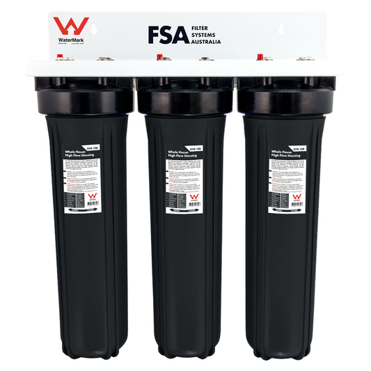 Triple Whole House Water Filter System | 20" x 4.5" High Flow | Watermark Certified (GT1-9TWM)