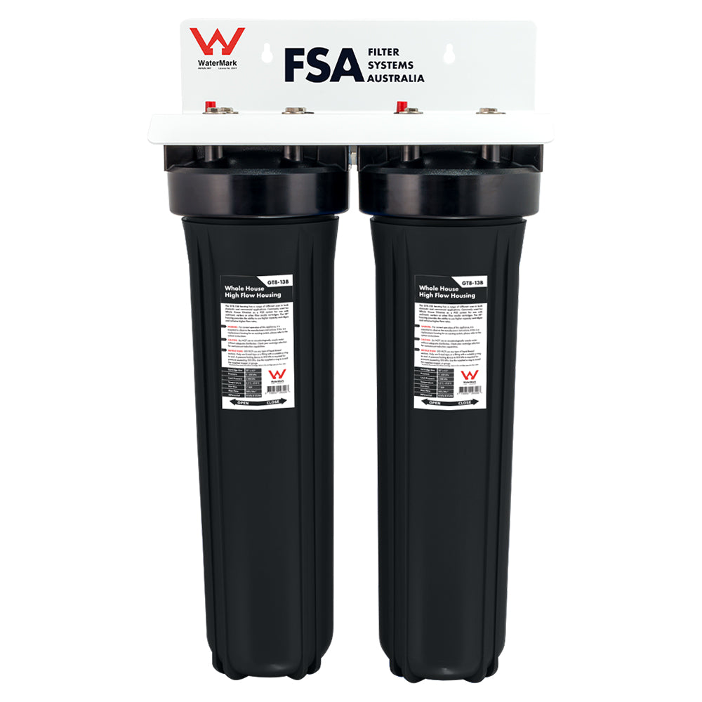 Twin Whole House Water Filter System | 20" x 4.5" High Flow System | WaterMark Certified (GT1-9WM)