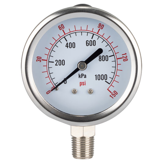Water Pressure Gauge 60mm 150 PSI Bottom Mount 1/4" NPT (GT16-3S)