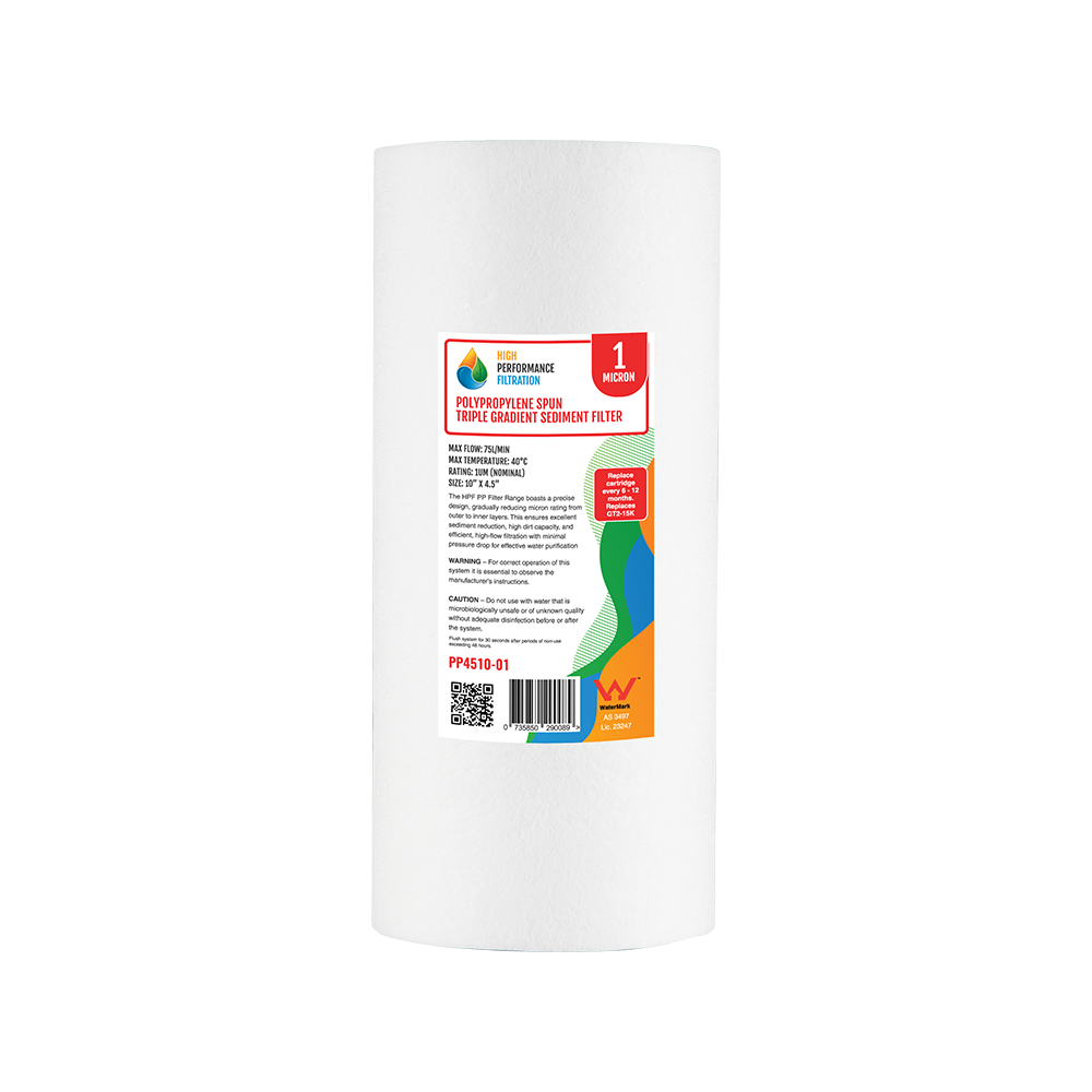 Replacement 1 micron polypropylene spun sediment filter cartridge 10 x 4.5 inch (GT2-15K)