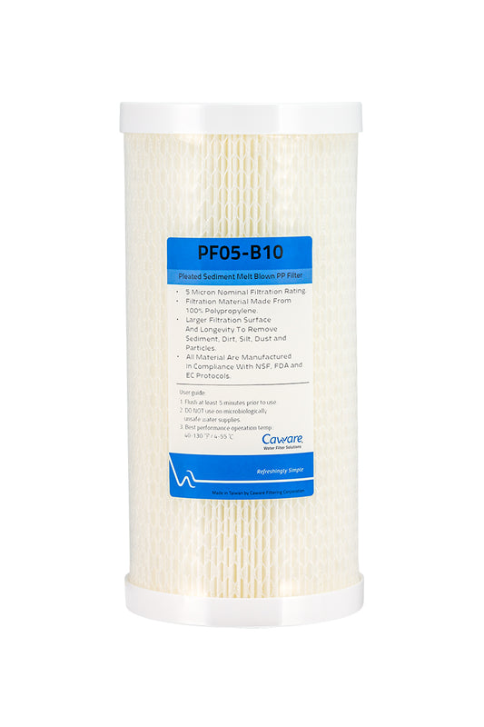 Caware Premium Pleated Washable Sediment Cartridge – 5 Micron, 10" x 4.5" (GT2-19N)