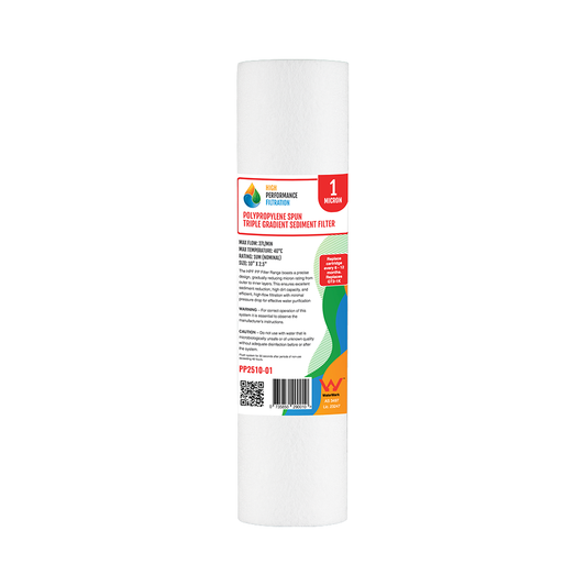 Replacement 1 micron polypropylene spun sediment filter cartridge 10 x 2.5 inch (GT2-1K)