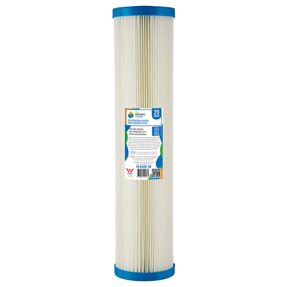 Replacement Big Blue Washable Pleated Sediment Cartridge – 20 Micron, 20" x 4.5" (GT2-25K)