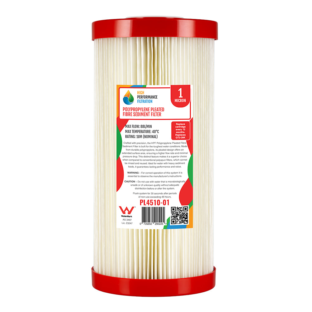 Replacement Washable Pleated Sediment Cartridge – 1 Micron, 10" x 4.5" (GT2-39K)