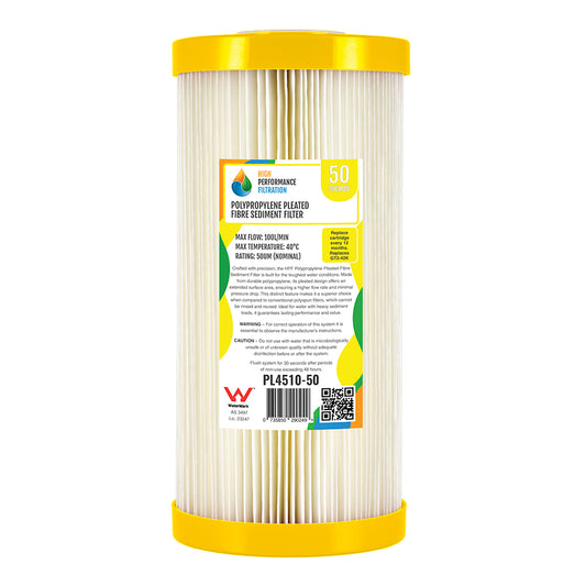 Replacement Washable Pleated Sediment Cartridge – 50 Micron, 10" x 4.5" (GT2-42K)