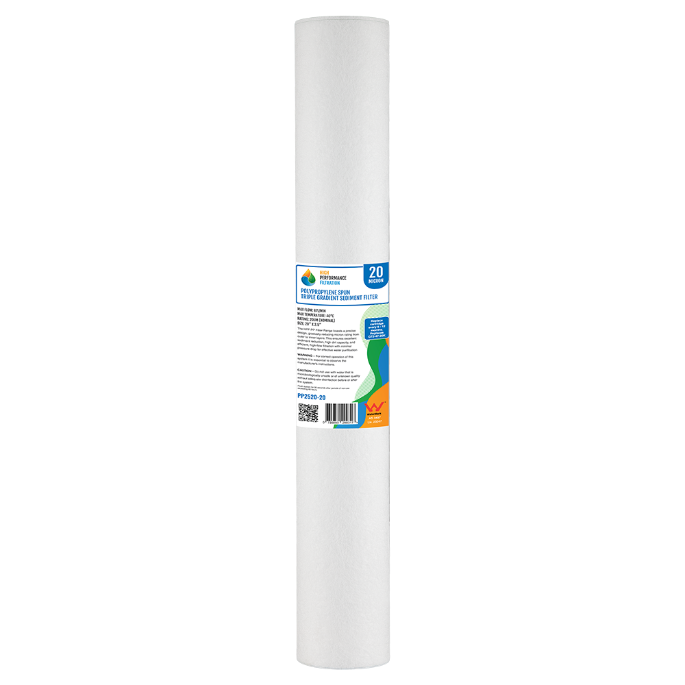 Replacement 5 micron polypropylene spun sediment filter cartridge 20 x 2.5 inch (GT2-47-5K)