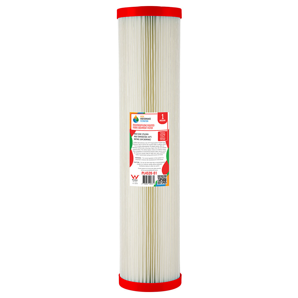 Replacement Big Blue Washable Pleated Sediment Cartridge – 1 Micron, 20" x 4.5" (GT2-49K)