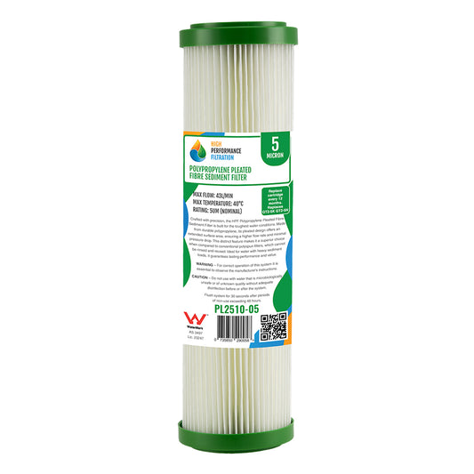 Replacement Washable Pleated Sediment Cartridge – 5 Micron, 10" x 2.5" (GT2-5K)