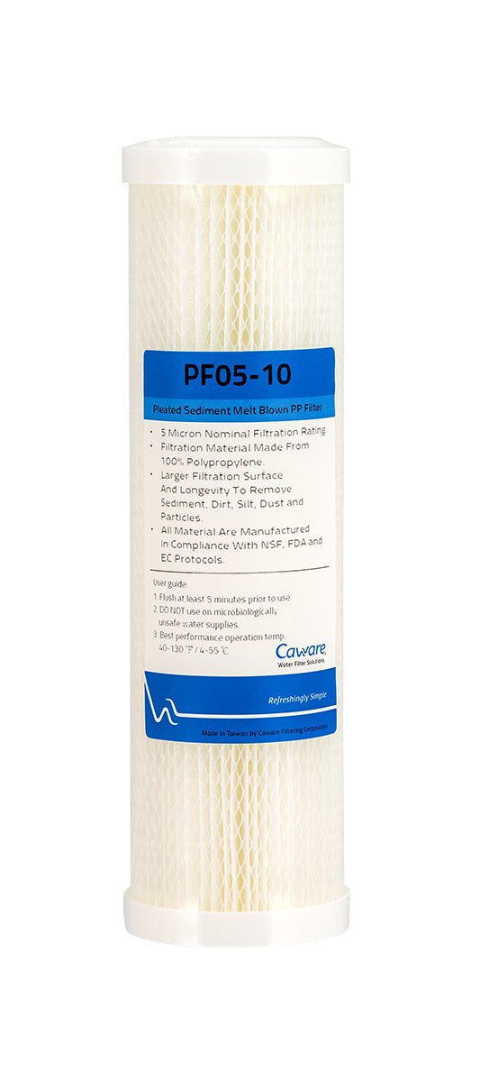 Caware Washable Pleated Sediment Cartridge – 5 Micron, 10" x 2.5" (GT2-5N)