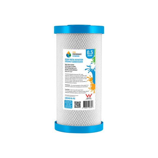 0.5 Micron Coconut Carbon Block Cartridge – Lead & Heavy Metals Reduction, 10" x 4.5"