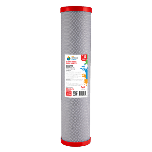 0.5 Micron Catalytic Coconut Carbon Block Cartridge – Chloramine Reduction, 20" x 4.5"