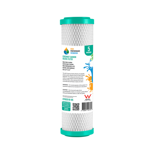 Coconut Carbon Block Cartridge 5 Micron 10 inch x 2.5 inch, WaterMark certified (GT4-7CTO / CTO2510-05)